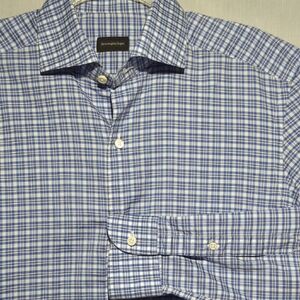 Ermenegildo Zegna Plaid Lightweight Cotton Long Sleeve‎ Button-up Mens Shirt Med